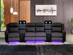 Home Cinema 4 Seater Rhino Fabric Electric Recliner Sofa Black