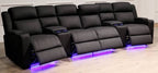 Home Cinema 4 Seater Rhino Fabric Electric Recliner Sofa Black