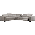 Tripvix Leather Modular Recliner Sofa Corner W/Electric Recliner-Rice Paper