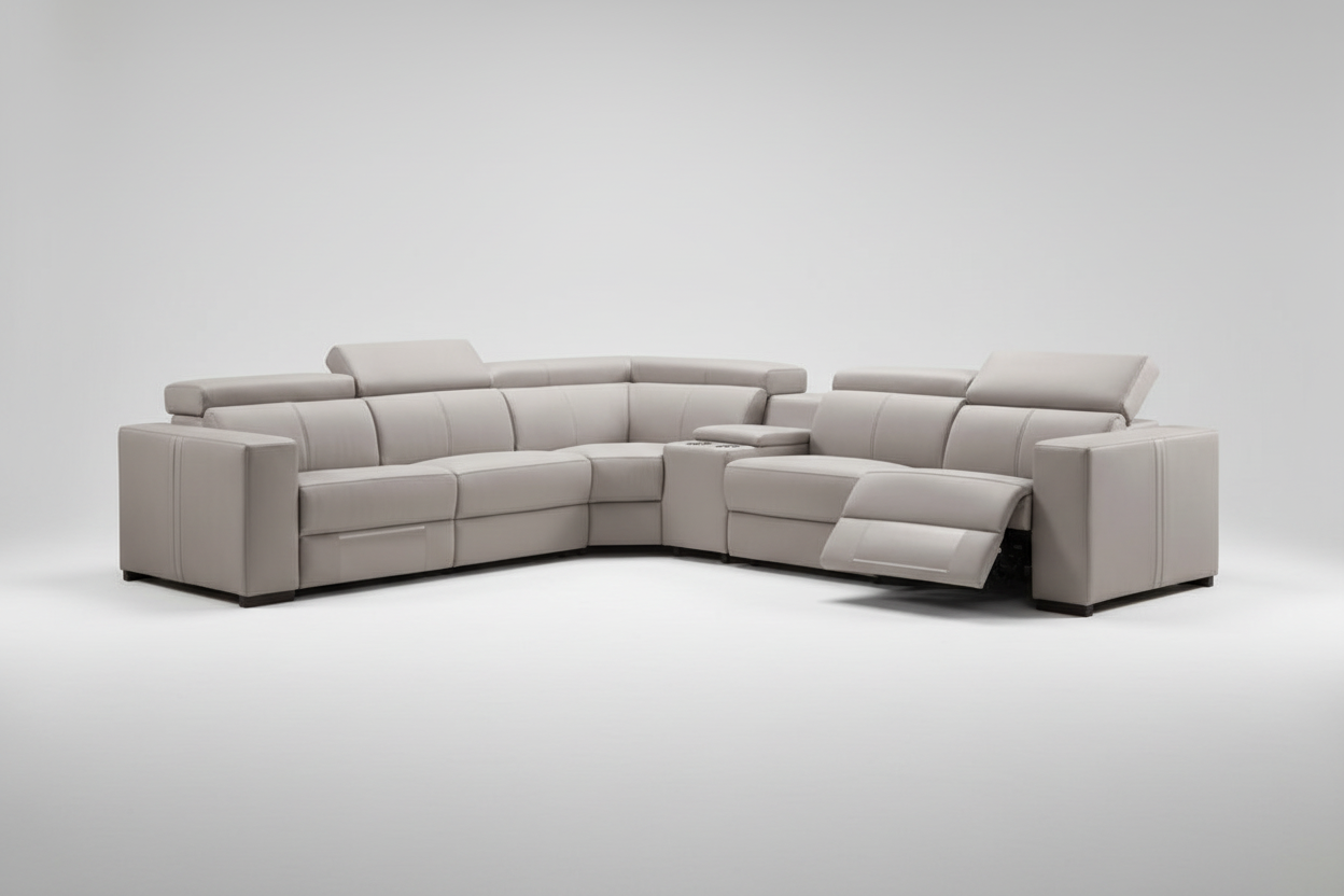 Gray sectional sofa on a white background