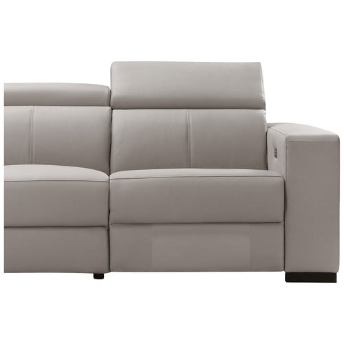 Tripoli Leather Modular Recliner Sofa Corner W/Electric Recliner-Rice Paper