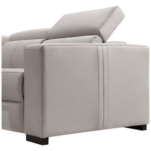 Tripoli Leather Modular Recliner Sofa Corner W/Electric Recliner-Rice Paper