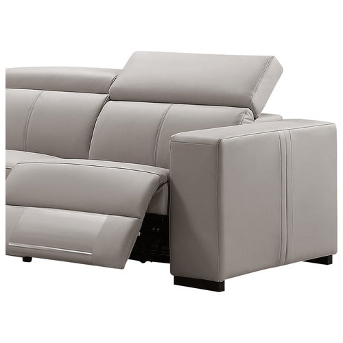 Tripoli Leather Modular Recliner Sofa Corner W/Electric Recliner-Rice Paper