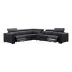 Tripoli Leather Modular Corner Lounge W/Electric Recliner-Black