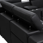 Tripoli Leather Modular Corner Lounge W/Electric Recliner-Black