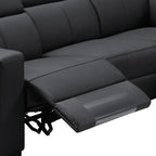 Tripoli Leather Modular Corner Lounge W/Electric Recliner-Black