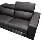 Tripoli Leather Modular Corner Lounge W/Electric Recliner-Black