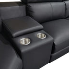 Tripoli Leather Modular Corner Lounge W/Electric Recliner-Black