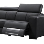 Tripoli Leather Modular Corner Lounge W/Electric Recliner-Black