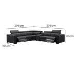 Tripoli Leather Modular Corner Lounge W/Electric Recliner-Black