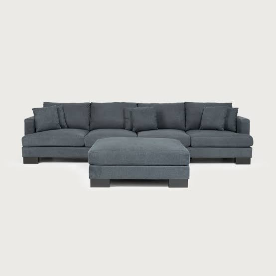 Manhattan Deep Seat Modular Corner Fabric Lounge Plus Ottoman- Dark Grey