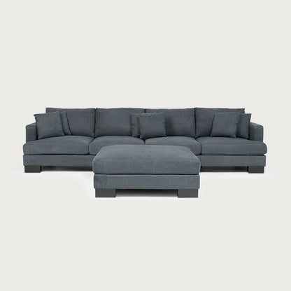 Manhattan Deep Seat Modular Fabric Lounge Plus Ottoman Dark Grey