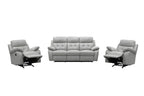 Cosvix 3 Seater Leather Lounge W 2 Single Recliner Set -Silver