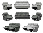 Cosvix 3 Seater Leather Lounge W 2 Single Recliner Set -Silver