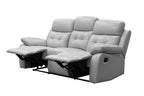 Cosvix 3 Seater Leather Lounge W 2 Single Recliner Set -Silver