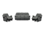 Cosvix 3 Seater Leather Lounge W 2 Single Recliner Set-Gunmetal