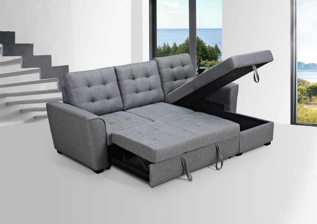 Aurore Sofa Bed Reversible Storage Chaise-Grey