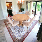 Utavix 135cm Round Dining Table Plus 4 Chairs- Honey Wash