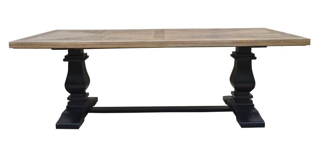 Velivix Parquetry 230cm Dining Table - Oak Black