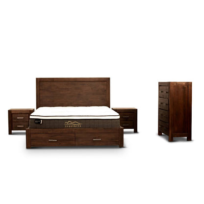 Zurich Queen Bed Tallboy 2 Bedside 4PC-SET CLEARANCE