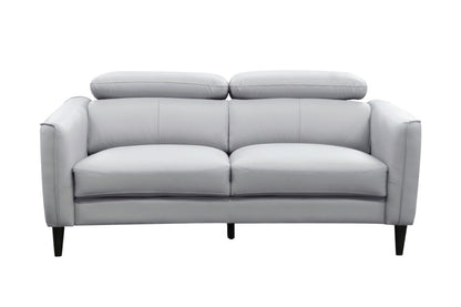 Adison 3 Seater Leather Left Chaise Sofa - Silver