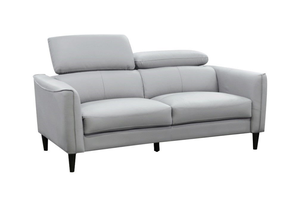 Adison 3 Seater Leather Left Chaise Sofa - Silver