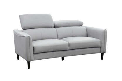 Adison 3 Seater Leather Right Chaise Sofa - Silver