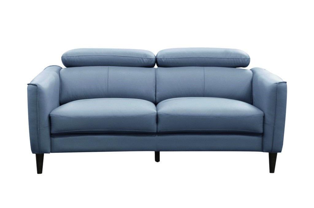 Adison 3 Seater Leather Right Chaise Sofa - Blue