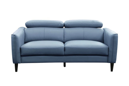 Madison 3 Seater Leather Left Chaise Sofa - Blue