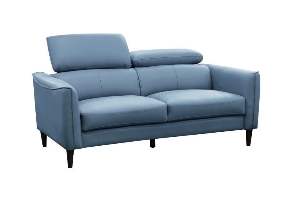 Adison 3 Seater Leather Right Chaise Sofa - Blue