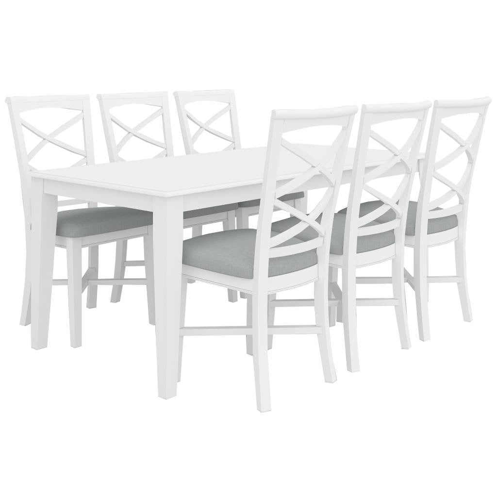 White Hampton Style Timber Dining Table Room Set