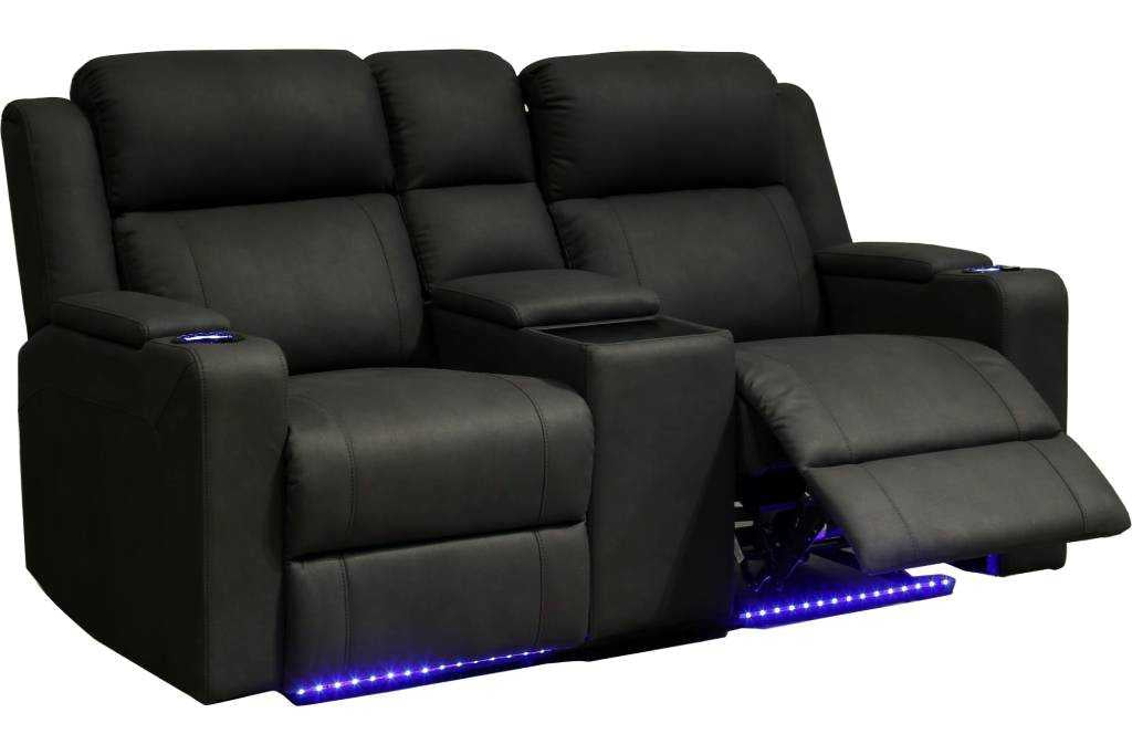 Home Cinema 2 Seater Electric Recliner Rhino Suede Fabric Sofa Black