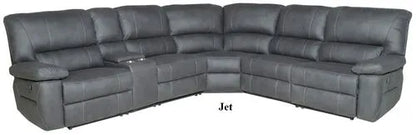 Jersey Corner Modular Manual Recliner Lounge Rhino Fabric Jet