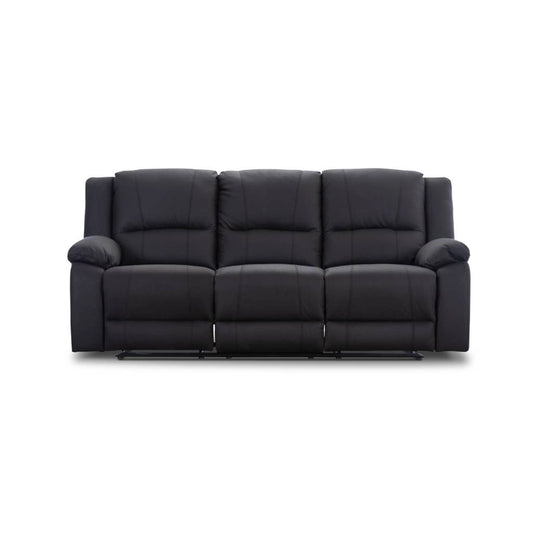 OFFO Captain 3 Seater Rhino Suede Fabric Electric Recliner Lounge -Black Onyx