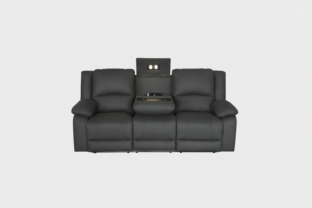 Captvix 3 Seater Rhino Suede Fabric Electric Recliner Lounge Jet