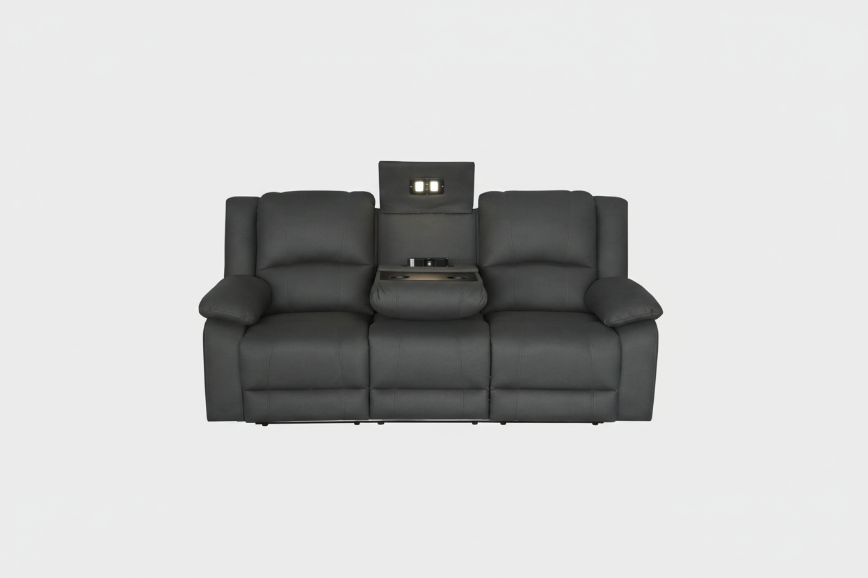 Captain 3 Seater Rhino Suede Fabric Electric Recliner Lounge Jet