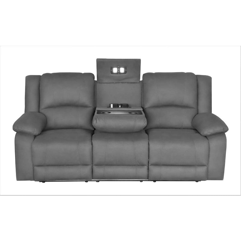 OFFO Captain 3 Seater Rhino Suede Fabric Electric Recliner Lounge -Black Onyx