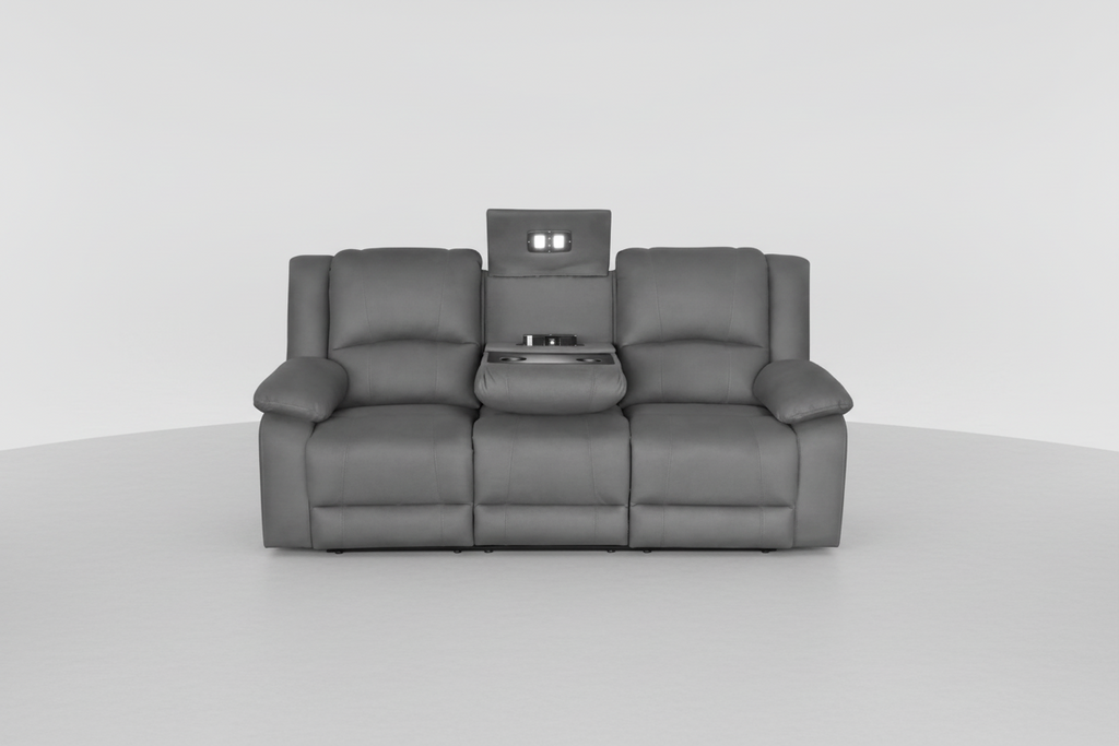 Captvix 3 Seater Rhino Suede Fabric Electric Recliner Lounge -Latte