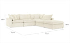 Carolvix Feather Corner Modular Plus Ottoman Lounge- Silver