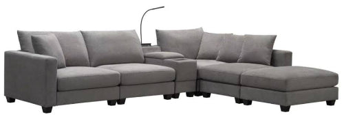 Docklands Modular With Console Ottoman Lounge-Medium Grey