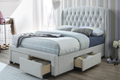 Kingsvix 4 Drawers Upholstered Fabric Double Bed Stone Light Grey
