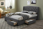 Kingsvix 4 Drawers Upholstered Fabric Double Bed Dark Grey