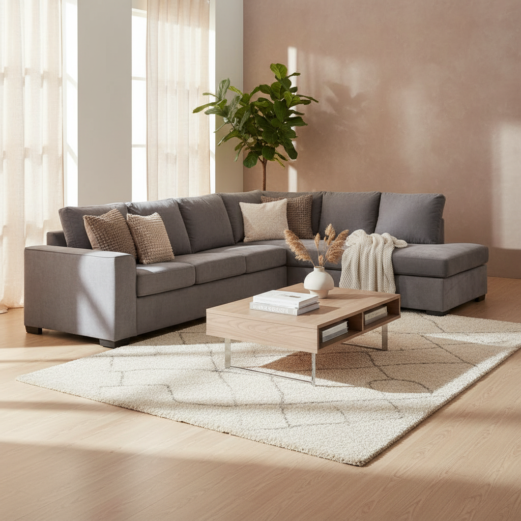 Kristvix Fabric 3 Seater LHF Chaise Sofa Bed -Dark Grey