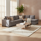 Kristvix Fabric 3 Seater LHF Chaise Sofa Bed -Dark Grey