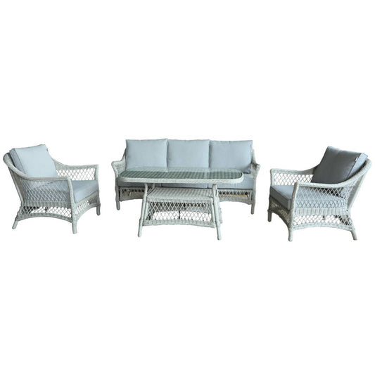 Madrid Outdoor Wicker Lounge 4pc Set- Brown Light Grey