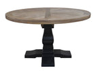 Velivix Parquetry 135 Round Dining Table 4 Chair Set  - Oak Black
