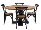 Velivix Parquetry 135 Round Dining Table 4 Chair Set  - Oak Black
