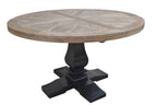 Velivix Parquetry 135 Round Dining Table 4 Chair Set  - Oak Black