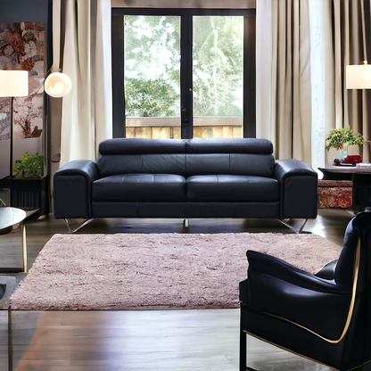 Bellagio 2 Seater Leather Sofa Lounge Black