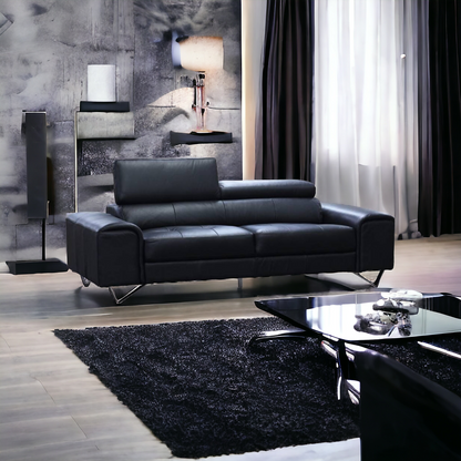 Bellagio 2 Seater Leather Sofa Lounge Black